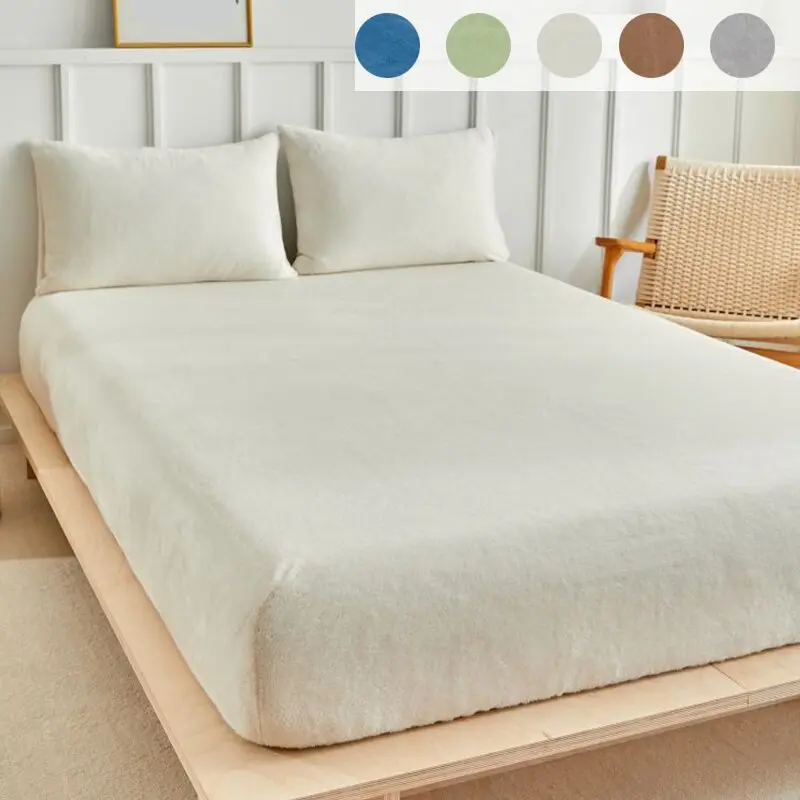 King Queen Size Bed Sheet Set, Soft Skin-Friendly Fabric, Deep Pocket Design, No Print, Thick Flannel Material, Soft Bedding Sheet, Bedding Supplies