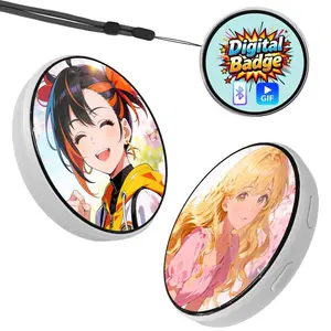 Customizable Smart Digital Display Badge (E-Badge) with IPS Touchscreen, Bluetooth Photo/GIF Upload, Wearable Portable Screen Pin, 8 Hours Battery, Perfect for Self-Expression & Fashion