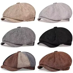 Men's Vintage Peaky Blinders Newsboy Cap British Style Octagonal Flat Cap Breathable Old Money Aesthetic Fashion Accessory