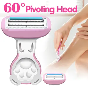 Travel Razors for Women, Travel Size Include 1 Handle and 2 Cartridges, Extra Smooth 5-Blade Travel Razor