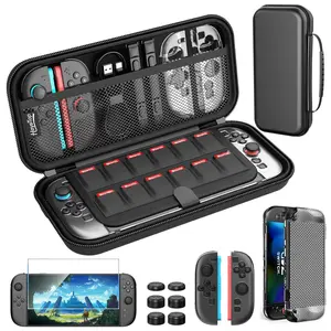 Switch 2 Protective Carrying Case Set - 2-in-1 PC Console Cover + TPU Joycon Grip, Large Capacity for Switch 2 Accessories
