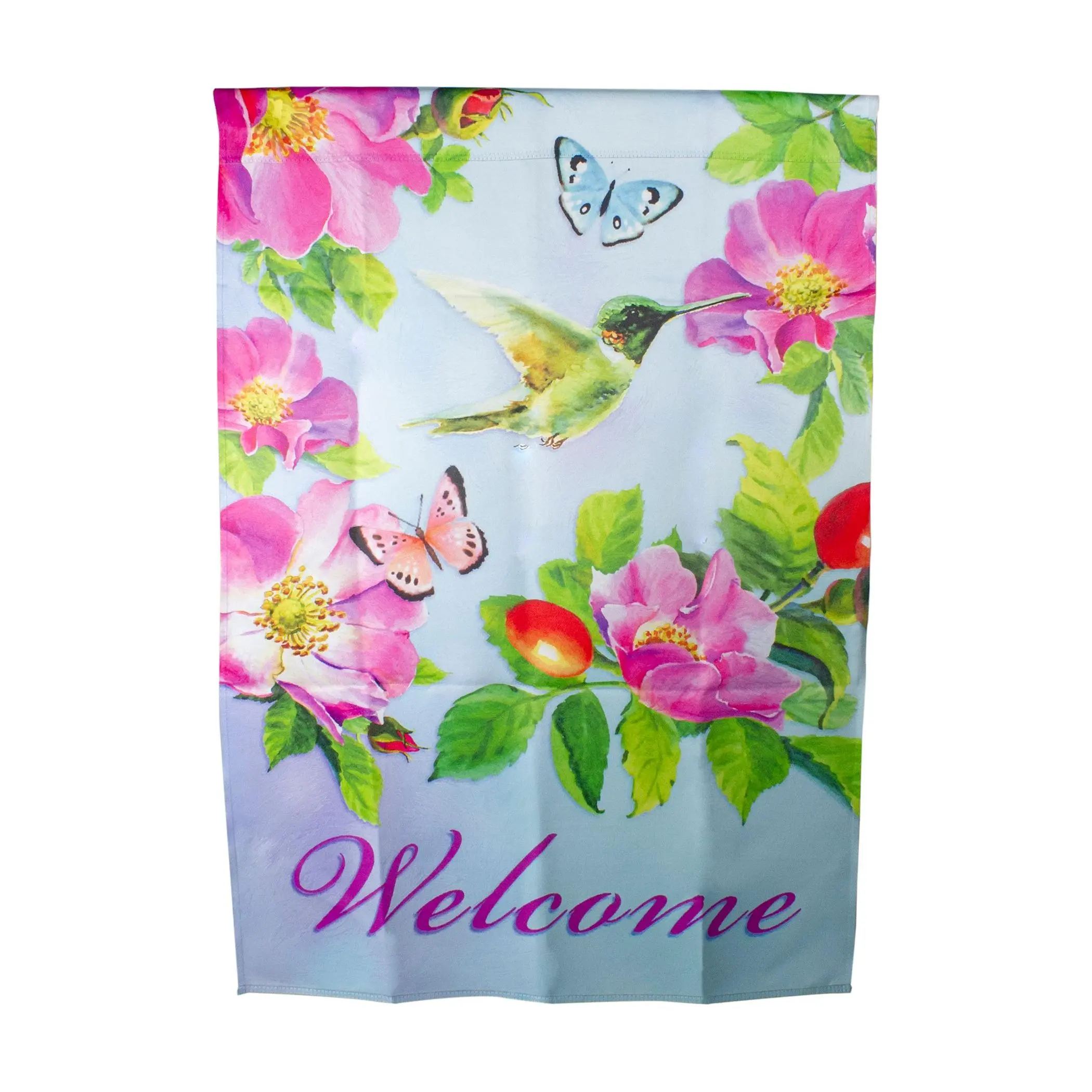 Northlight Welcome Hummingbird Floral House Flag 28" x 40"