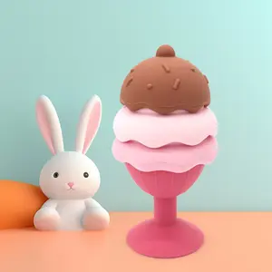 Ice Cream Bath Toy Stackable Puzzle, Baby Silicone Toys, Suction Table Block Toys, Safe and Fun for Toddlers, Perfect Gift Idea