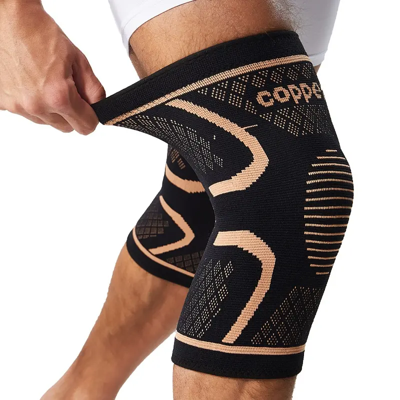 Copper, Breathable Nylon Compression Sleeve for Men & Women, Ideal for Sports, Basketball, Running, Cycling, Knee Stabilizer, Sports Knee Pads, Knee Supporter, Compression Knee Sleeves