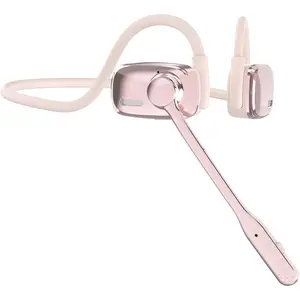 Bluetooth Headphones, LK12 Bluetooth Wireless Headphones with Noise Cancelling Mic, 15.4mm Diaphragm Driver, Open Ear Headset for Meeting Running Cycling (Pink-Louder Volume for Indoor Outdoor)