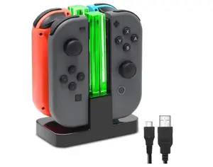 SGElectronicx Charging Dock for Nintendo Switch Joy Con & OLED Model with LED Light Indication, 2-Set Fast Charging Stand, Portable & Durable, USB Plug Console