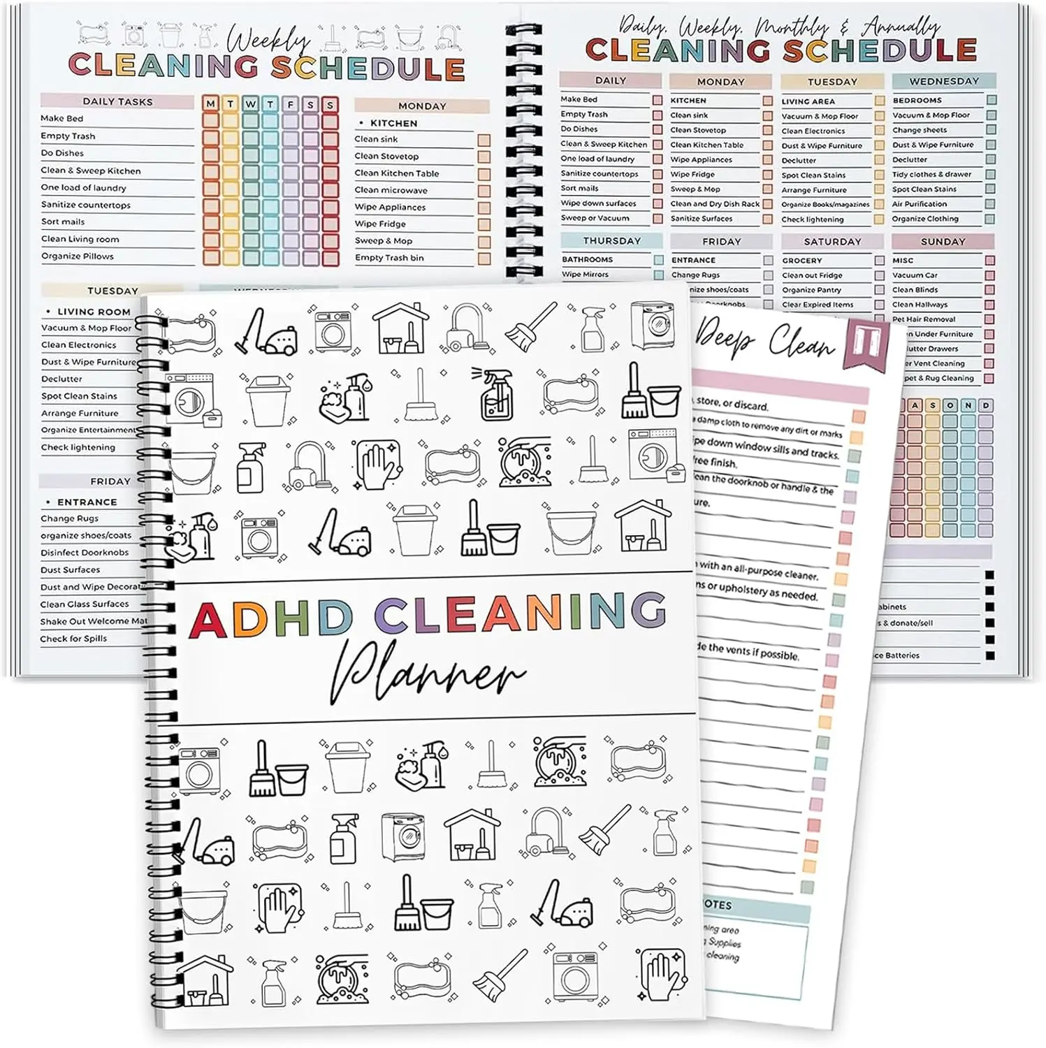 Daily Household Cleaning Schedule Planner - A Scheduler And Checklist Organiser For Different Time Slots, Including Chore Charts, Habit Trackers, And Diy Home Improvement Templates, For Planning Household Cleaning.