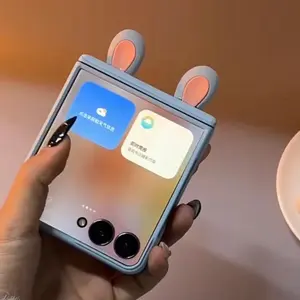 Cute Rabbit Ears Magnetic Hinge Phone case For Samsung Galaxy Z Flip 7 6 flip6 zflip7 Cover