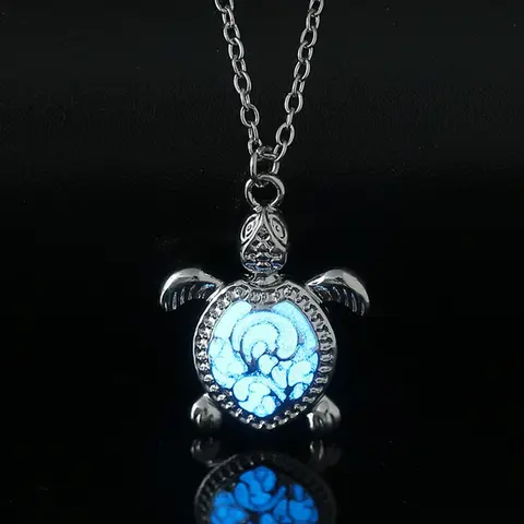 Glow in the Dark Turtle Design Pendant Alloy Necklace for Women, Fashionable Jewelry Accessories, Fashion Jewelry for Party, Daily Decor, Daily Wear Necklace, Trendy All-match & Exquisite Jewelry for Birthday Gift