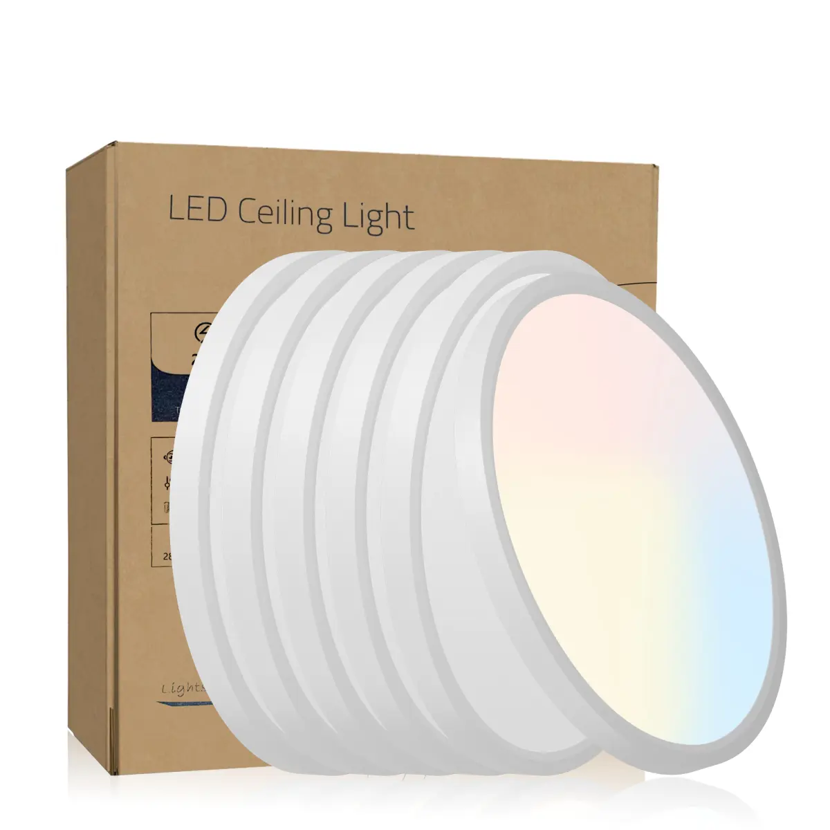 6-Pack 12" White LED Flush Mount Ceiling Light 2880LM 5-CCT Selectable 2700K-6500K Dimmable Ultra-Thin Damp-Rated Panel Light for Bathroom Shower Kitchen LEDFlushMountLight 12InchCeilingLight 5CCTSelectable DimmablePanelLight BathroomLEDLight