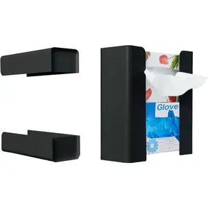 Modular Glove Dispenser Tissue Box Holder - Freely Combinable Organizer for, Fridge,, Laundry Room - Detachable for Versatile (Black)