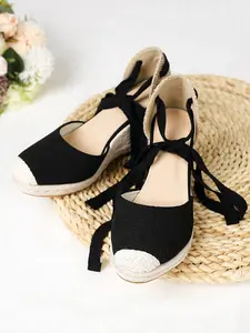 Breathable Back Strap Rope Fashion Trend Lightweight Wedge Heel Women's Shoes, Stylish Comfortable Casual Footwear for Daily Wear, Espadrille Wedges, Classy, Wedge Sandal Shoes