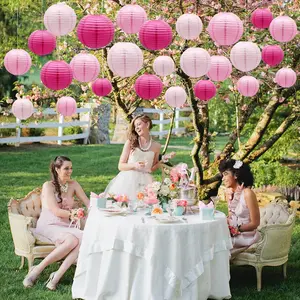 Set of 21pcs Paper Lantern Set - Elegant Hanging Round Lanterns, Suitable for Weddings, Bridal Showers and Engagements - No Electricity Needed, Event Accessories | Stylish Decoration, Perfect for Parties & Home Decor