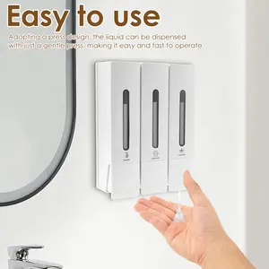 3 Chamber Shower Soap Dispenser 400ml Wall Shampoo Dispenser Wall Mounted Conditioner Dispenser Practical Shampoo and Conditioner Dispenser Visual Body Wash Dispenser,White