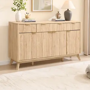 REDLEMON Fluted Storage Cabinet – Freestanding Wine & Wood Sideboard for Living Room, Hallway, Entryway or Dining Room