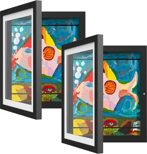 2 Pack Kids Art Frame, Kids Artwork Frames Changeable, 13.8 x 10.4- Black