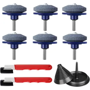 Lawn Mower Blade Sharpener Kit, 9 Pcs Lawn Mower Blade Sharpening Blade Lawnmower Dull Blade Sharpener, Corundum Stone Mower Blade Sharpener, Lawnmower Blade Sharpener for