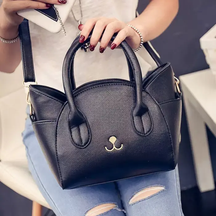 Cute Cat Face Handbag for Women | Top Handle Crossbody Purse with Adjustable Strap | Kawaii Everyday Shoulder Bag