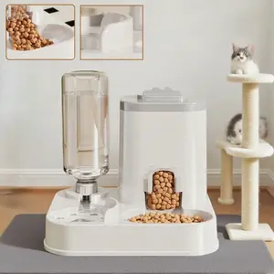 Automatic Cat & Dog Water Dispenser with Integrated Food Basin, No Batteries Needed, Automatic Pet Feeder, One-Piece Design