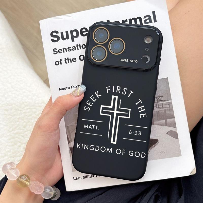 Seek First The Kingdom Of God Graphic Phone Case And Scripture Mark Matt.6:33 Adopts Soft Skin-Friendly Liquid Silicone Material, Featuring A Smooth Matte Surface That Effectively Resists Fingerprints For iPhone 12,13,14,15,16,17