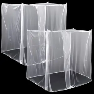 2 count 4 Corners Mosquito Net for Bed Canopies Netting Bed Drapes Mesh for  Full   Size Camping  Outdoor Travel Dormitory(White,L75 X W60 X H67 Inch)