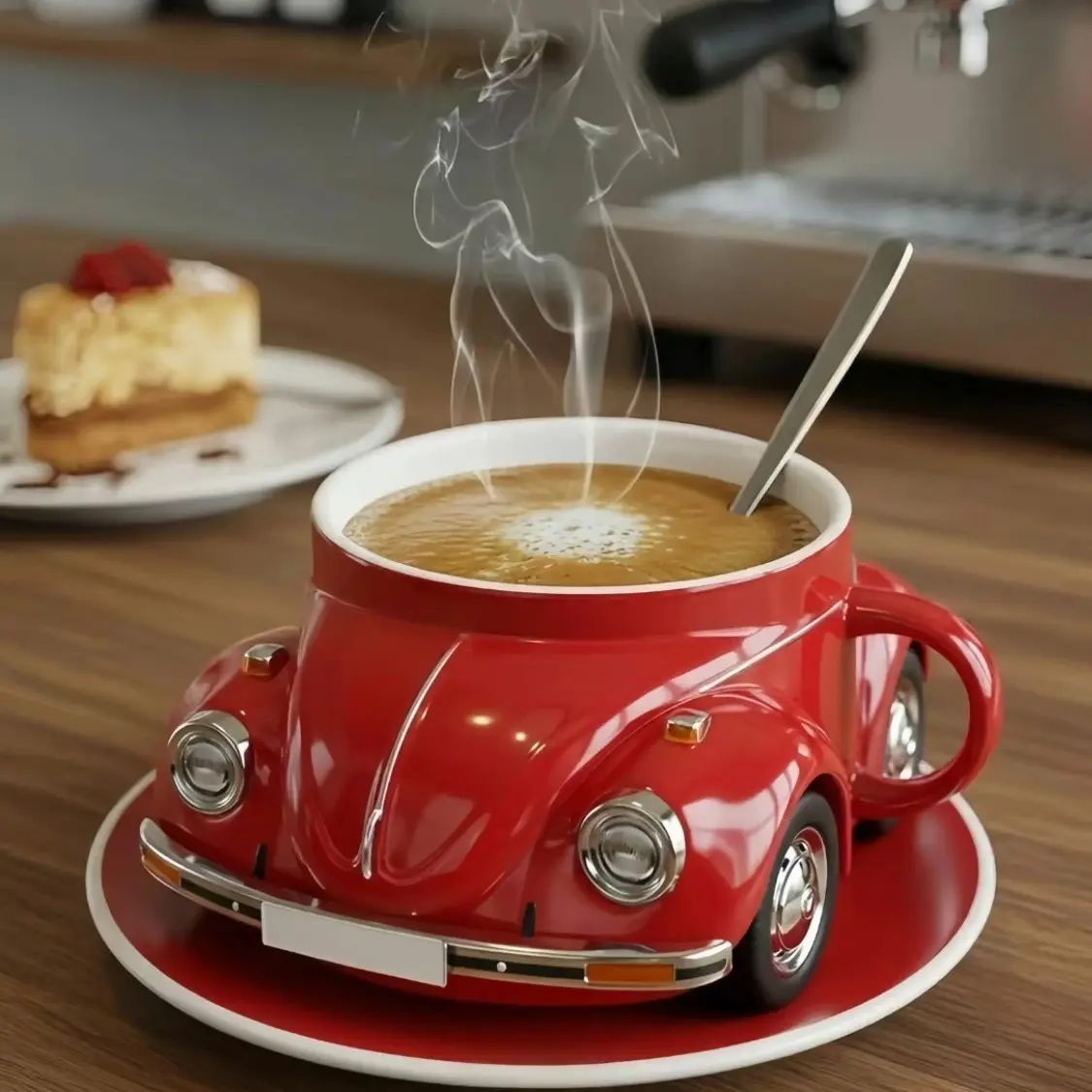 Vintage Beetle Car Shaped Design Resin Coffee Mug, Cute Mug, Food Grade BPA Free Durable, Washable, Reusable Novelty Drinkware, Drinkware Cups, Dishwasher Safe Cup, Perfect Gift for Coffee Lovers Car Enthusiasts Birthday Christmas Daily Use