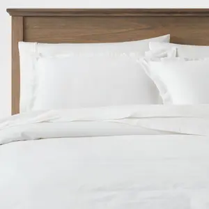 Full/Queen Cotton Linen Chambray Duvet Cover & Sham Set White - Threshold