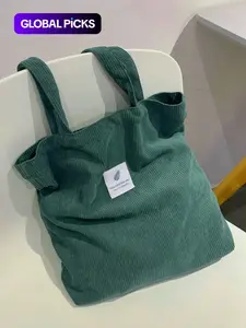 Women's Solid Color Corduroy Tote Bag, Large Capacity Shoulder Bag for Daily Used, Trendy All-match Bag for Commuters and Students, Fashionable Casual Bag, Multifunctional Commuter Tote, Handbag Tote Bag