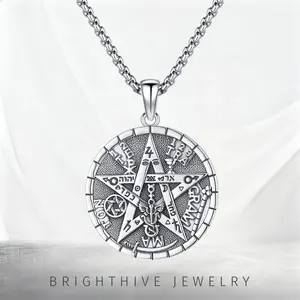 Brighthive Tetragrammaton Necklace 925 Sterling Silver Jewelry tetragramaton amuleto de plata 925 Tetragrammaton Pendant Gifts for Women Men Girlfriend Boyfriend Lover Daughter Son Anniversary Friend Birthday Graduation Christmas Halloween