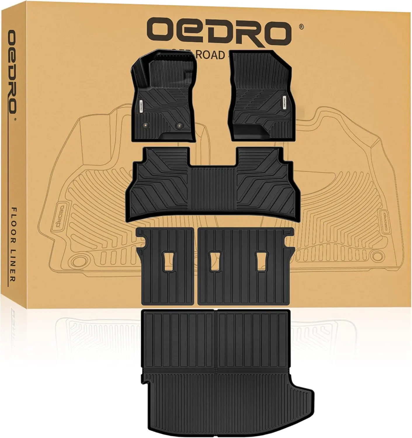 OEDRO TPE Floor Mats fits 2024-2026 Chevrolet Trax, 1-2 Row Cargo Mat and Seat Back Mat, All Weather, Waterproof