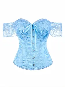 Elegant Lace Bow Waist Top for Valentine's Day, Sexy Fashion Victorian Court Style, Abdominal Control, Front Closure, Polyester and Spandex Blend, Womenswear, Customized