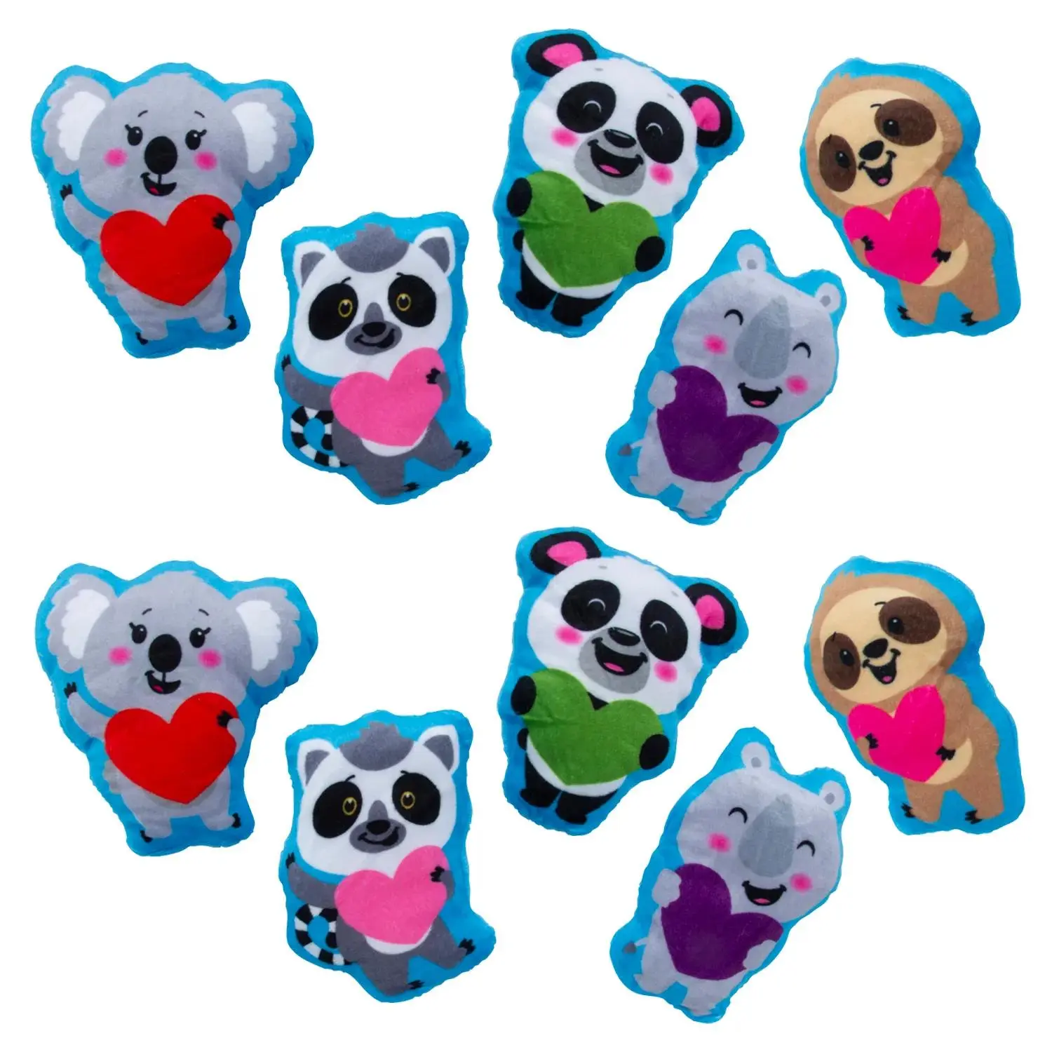 5" Flat Zoo Animal Stuffed Toys, 100-Pc Mega Bulk OTC Toy Set, Cute Stuffies for Classroom Gift Baskets, Valentine's Day Gifts