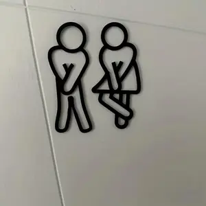 Removable Men Women Bathroom Toilet Sign, Fun Wall Sticker Door Accessory, Home Decor for Kids Living Room, Funny Restroom Decoration