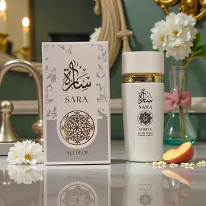 Sara White Eau de Parfum for Women 100ml 3.4 fl oz Floral Sweet Woody Notes Jasmine Peach Amber Caramel Sandalwood Patchouli Long Lasting Spray Fragrance