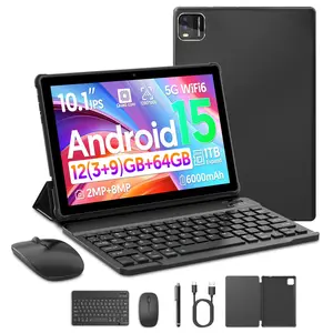 10.1 Inch PC with Keyboard Mouse Combo, Android Wifi Tablet, Quad-Core Processor, 3gb RAM 64GB ROM, Wireless Home Desktop Replacement