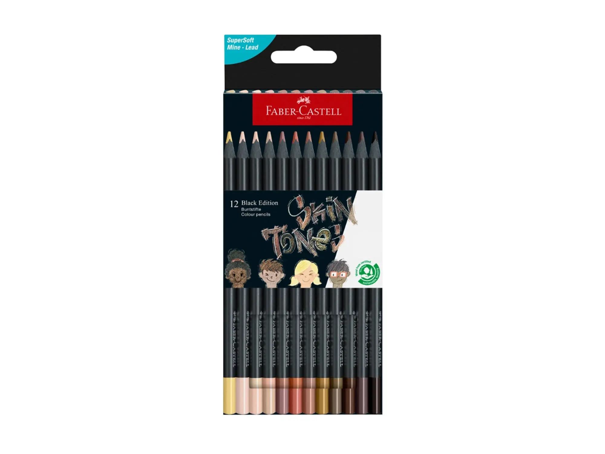Faber Castell Black Edition Colored Pencils  - Set of 12 Skin Tones