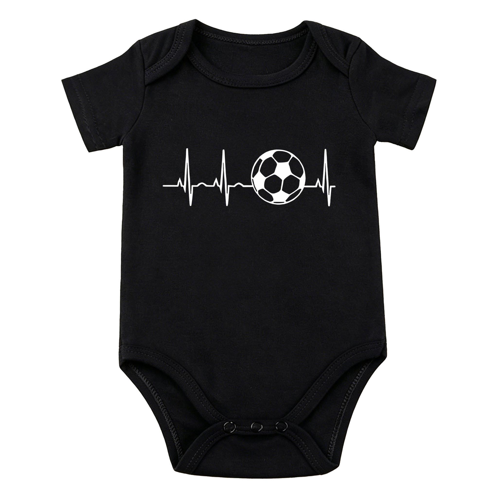 Soccer Heartbeat Baby Onesie | Football ECG Graphic Romper | Soft Cotton Sports-Themed Newborn Outfit for Baby Boys
