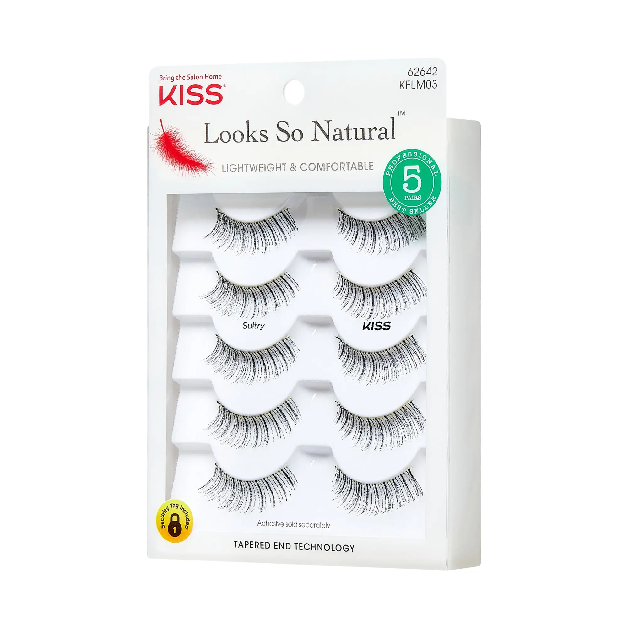 Kiss Looks So Natural False Eyelashes Multipack - Sultry | 5 Pairs, Strip Lashes, 12mm