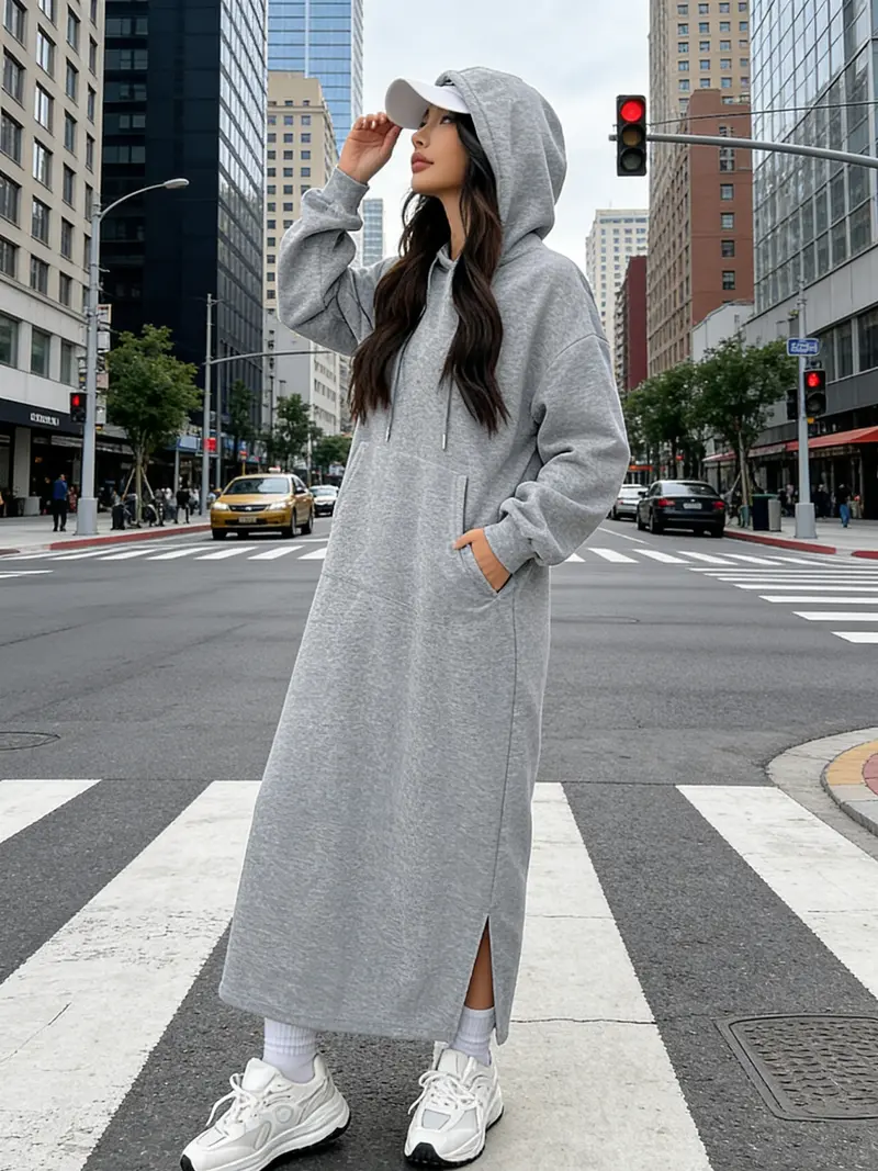 chinese dress ladies Casual Hooded Loose Sweatshirt Dress [S0000010695] – SCULTURE（エスカルチャー） main image 0
