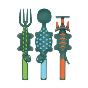 Constructive Eating Utensil Set with 3 Dinosaur Utensils - Made in USA - Kitchenware - Kitchen Utensils