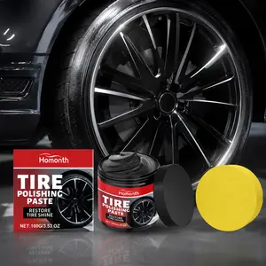 Tire Restorer Paste Tire Shine Plastic Repair Kit Dry To The Touch UV Protection Revive Deep Black For Car Interior & Exterior 100g