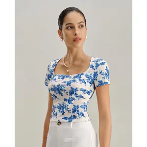 Blue Floral Short Sleeve T-Shirt