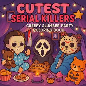 Cutest Serial Killers: Creepy Slumber Party Coloring Book for Adults and Teens: Adorable Yet Creepy of Slasher Icons in Pajamas, Midnight Snacks, and ... Twist (Cutest Serial Killers Coloring Book)