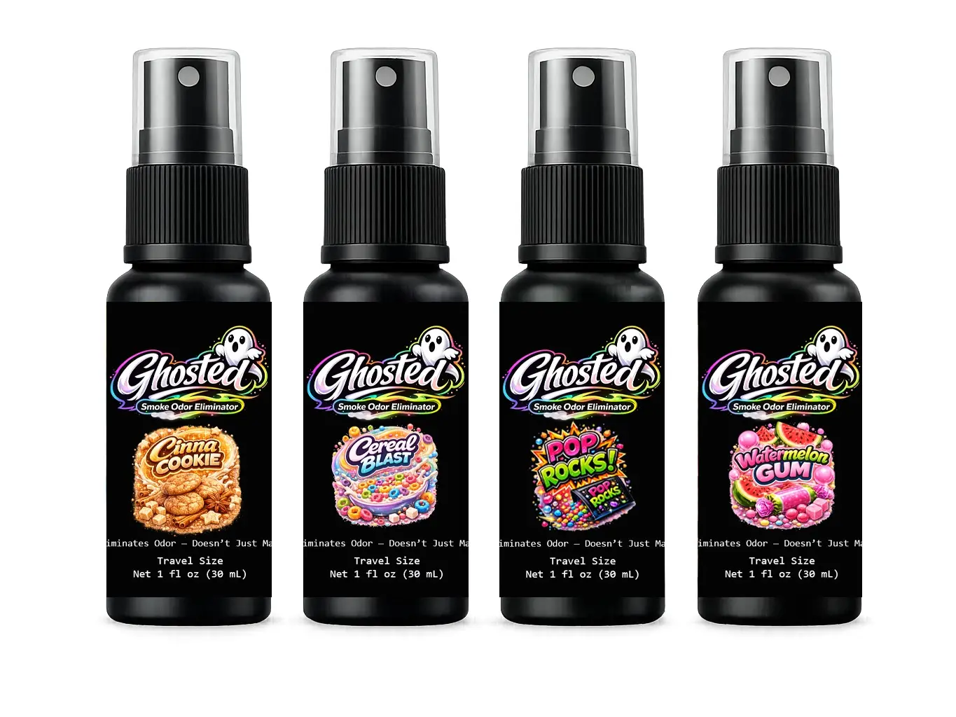 Ghosted Fresh Odor Eliminator Spray | Travel Size 1oz | 4 Viral scents
