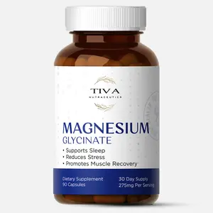 Tiva Nutraceuticals Magnesium Glycinate 90 Capsules - 275mg Per Serving - Supports Sleep Reduces Stress Promotes Muscle Recovery - Non-GMO Gluten-Free - 30 Day Supply