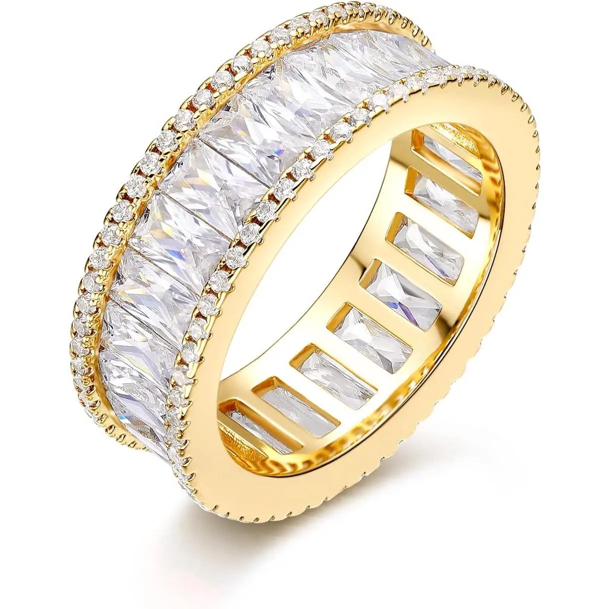 MDFUN Women’s Cubic Zirconia Eternity Ring – Dainty Wedding Band, Engagement Promise Ring, Stackable Bridal Jewelry