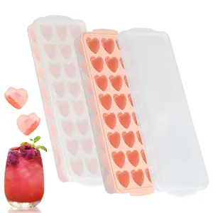 2 Pack Heart Ice Cube Trays – 24 Grids Silicone Pink Tray with Lid, Easy Release DIY Ice Mold for Chocolates, Beer, Cold Fruit Drinks, Cocktails