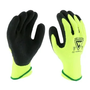 12 Pair Yellow/Black Large Cold Condition Gloves Latex Palm & Fingers Coating - Thermal Insulation