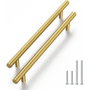 30 Pack 5 Inch Hole Center Cabinet Handles, Brass Gold Modern Bar Cabinet Pulls Drawer Pulls Dresser Handles for Bathroom Kitchen Bedroom