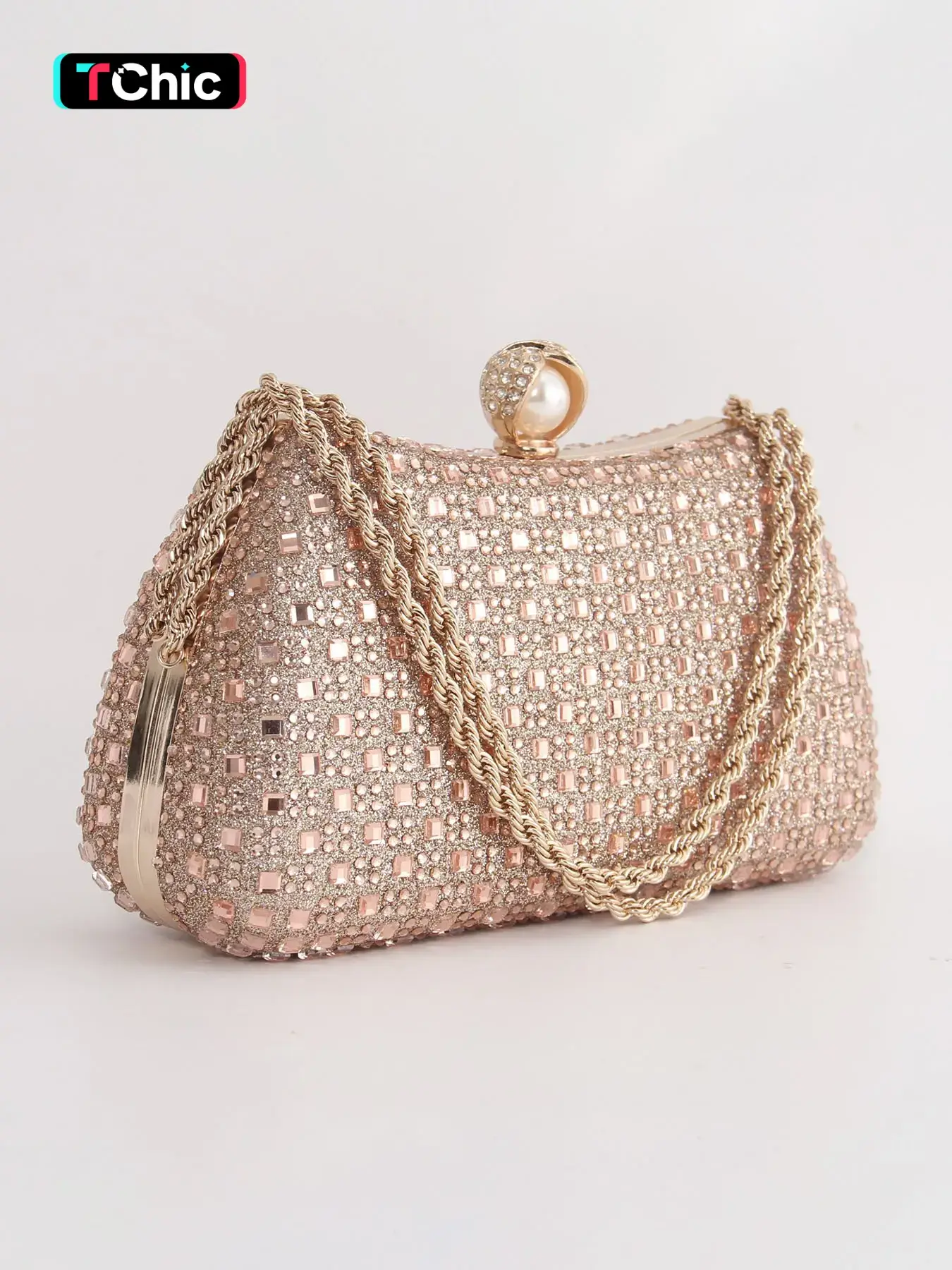 Mother's Day Sparkling Rhinestone Ladies' Clutch Evening Bag, Elegant Clutch, fashionable embellished clutch, Rhinestone Handbag, Shoulder Chain Crossbody Bag, Ideal for Weddings, Parties, Banquets